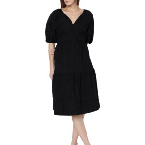 Women's Cotton Blend Fit and Flare Knee-Length Dress