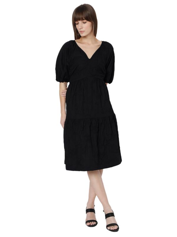 Women's Cotton Blend Fit and Flare Knee-Length Dress