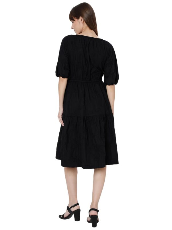 Women's Cotton Blend Fit and Flare Knee-Length Dress - Image 4