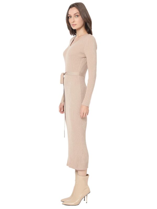 Women's Bodycon Beige Dress - Image 3