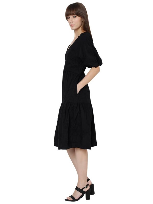 Women's Cotton Blend Fit and Flare Knee-Length Dress - Image 3
