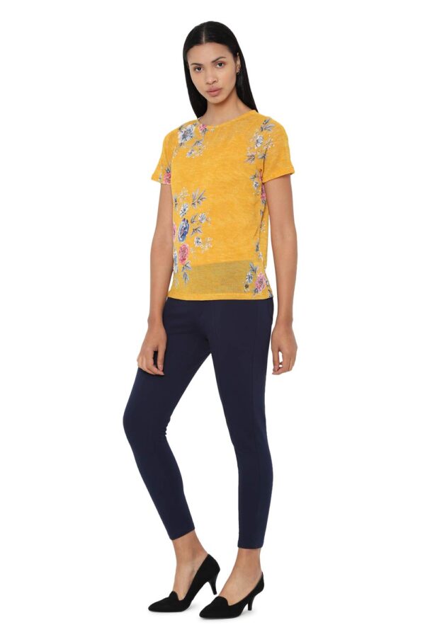 Womens Round Neck Floral Print Top - Image 2