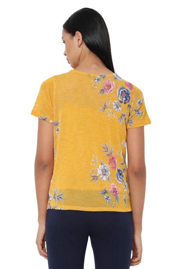 Womens Round Neck Floral Print Top - Image 3