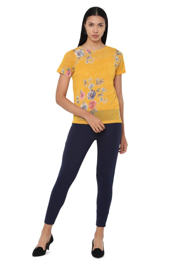 Womens Round Neck Floral Print Top - Image 5