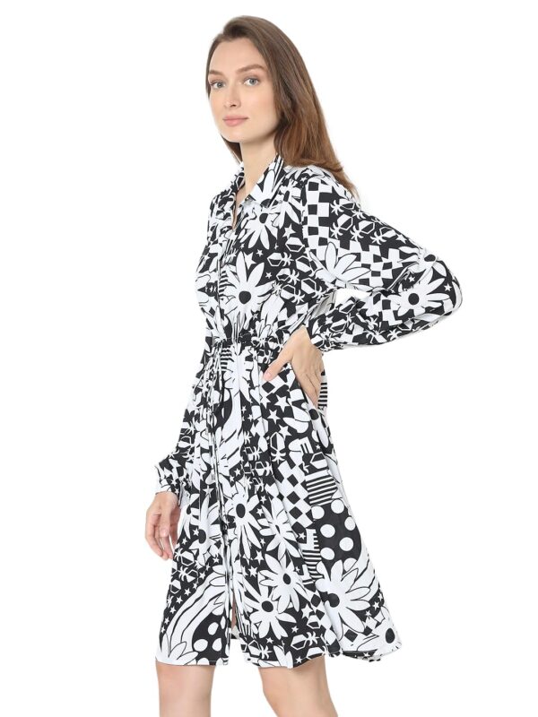 Women's Linen Fit and Flare Above The Knee Dress - Image 3