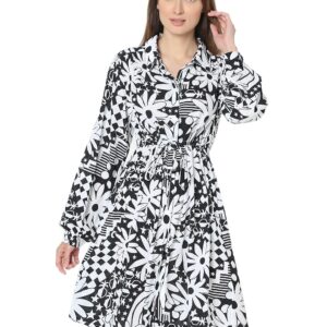 Women's Linen Fit and Flare Above The Knee Dress