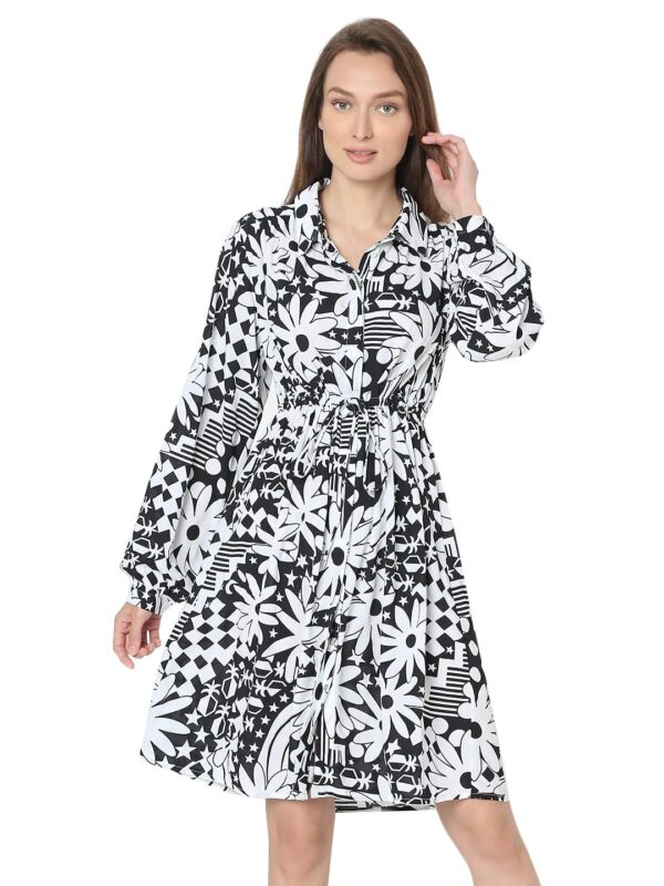 Women's Linen Fit and Flare Above The Knee Dress