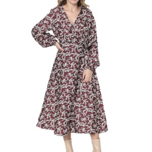 Women's Polyester Fit and Flare Midi Dress