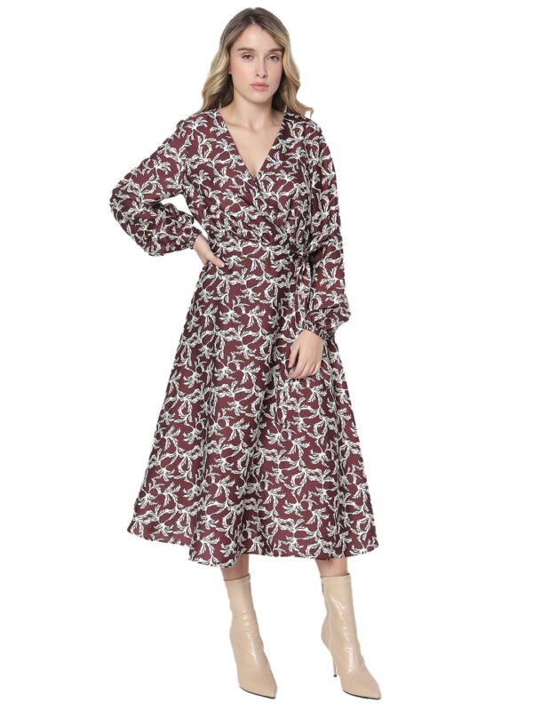 Women's Polyester Fit and Flare Midi Dress