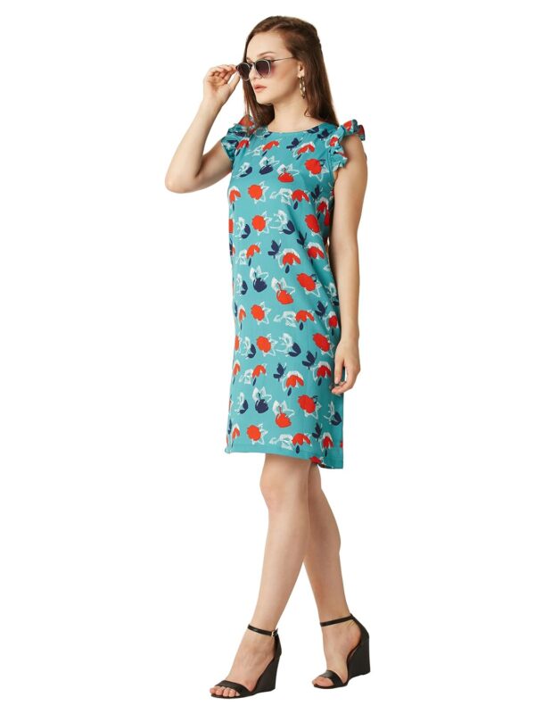 Women's Multicolored Floral Print Mini Shift Dress - Image 2