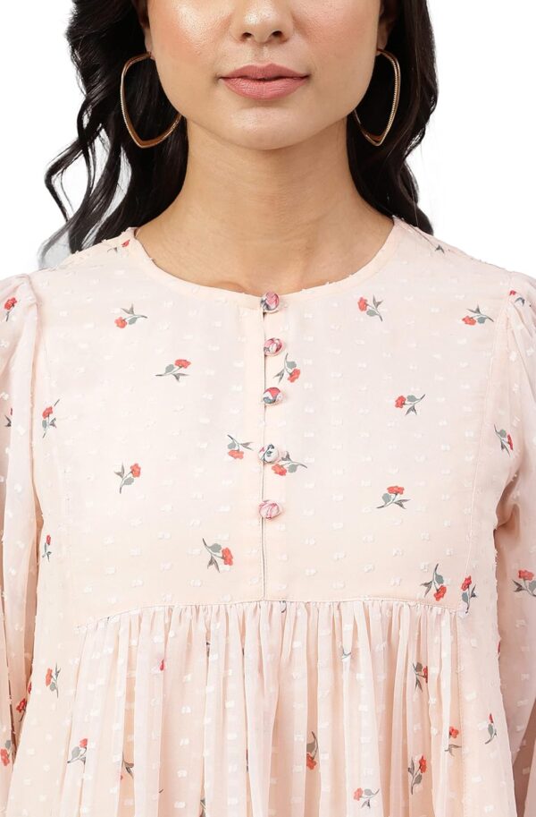 Women's Peach Georgette Floral Print Flared Top - Image 8