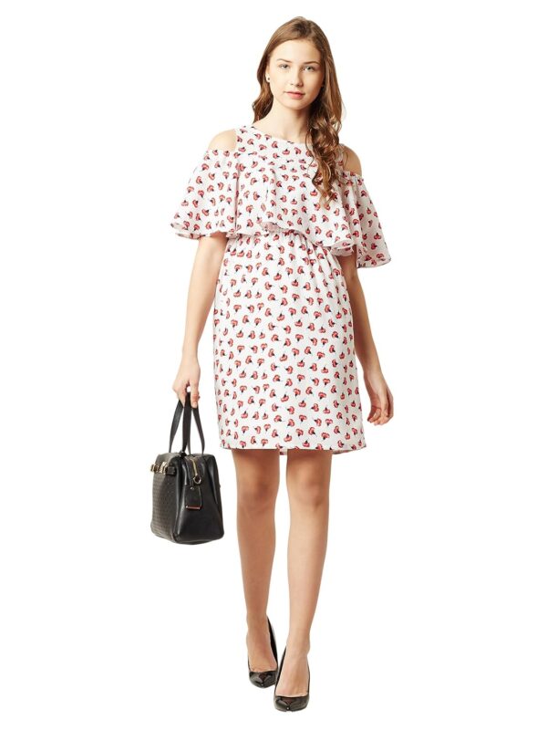 Women's Multicolored Crepe Cut-Out Dress - Image 2