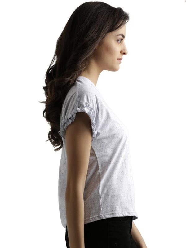 Women's Grey Cotton Frill Top - Image 3