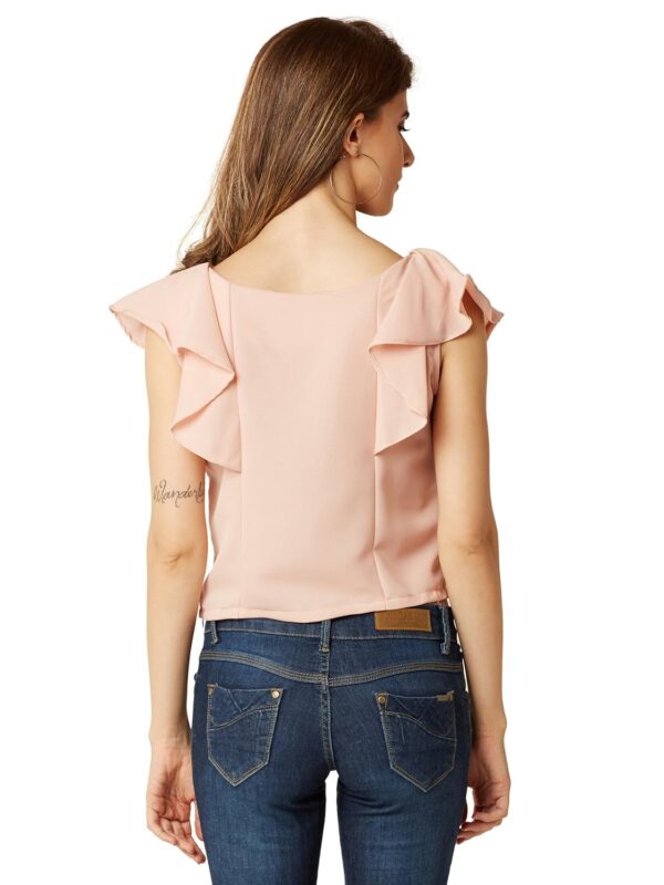 Women's Light Pink Ruffled Crop Top - Image 4