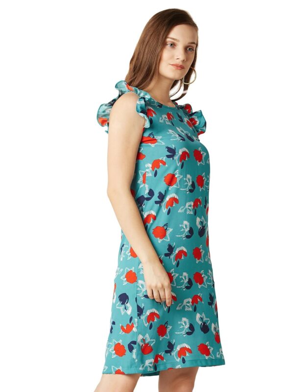 Women's Multicolored Floral Print Mini Shift Dress - Image 3