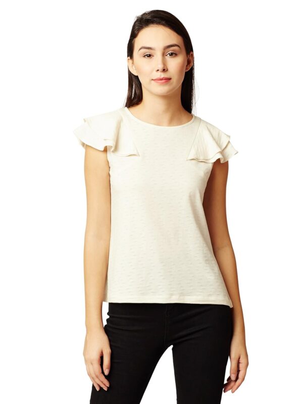 Women's Off-White Ruffled Top