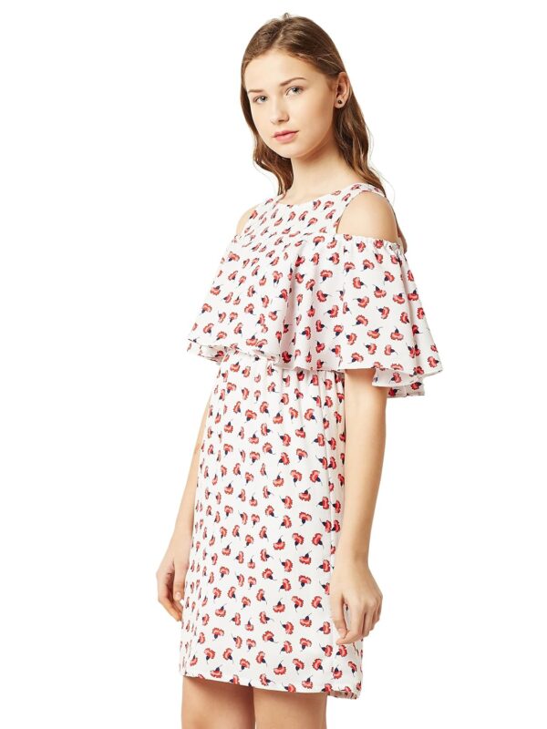 Women's Multicolored Crepe Cut-Out Dress - Image 4