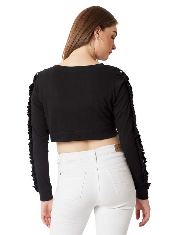 Women's Maroon Ruffled Pearl Crop Top - Image 13
