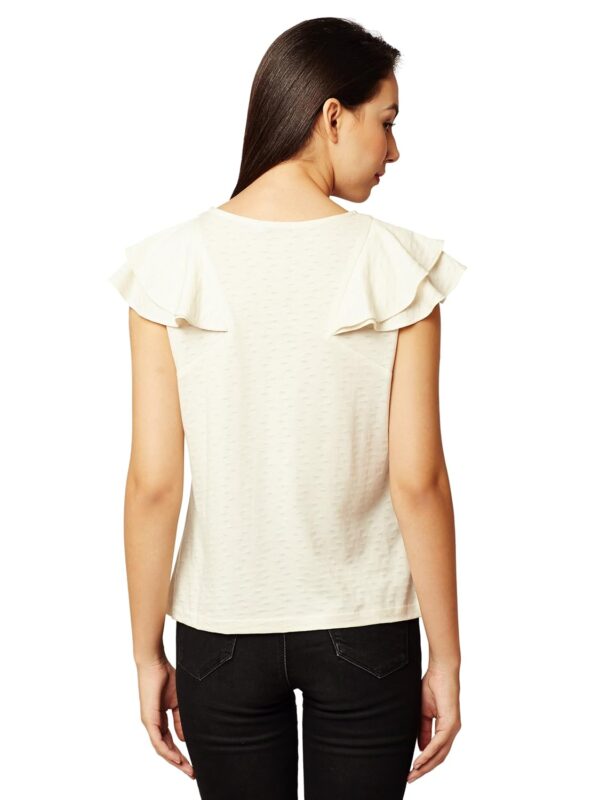 Women's Off-White Ruffled Top - Image 4