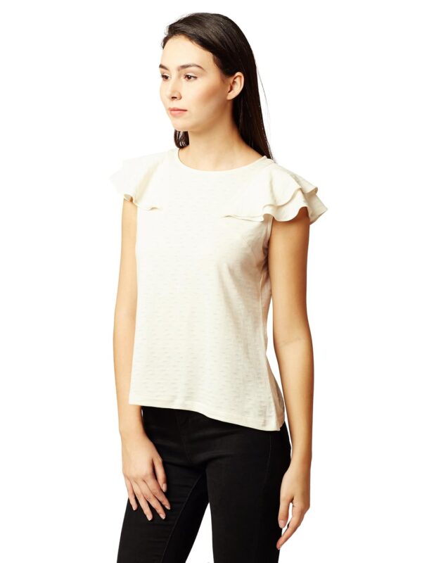 Women's Off-White Ruffled Top - Image 3