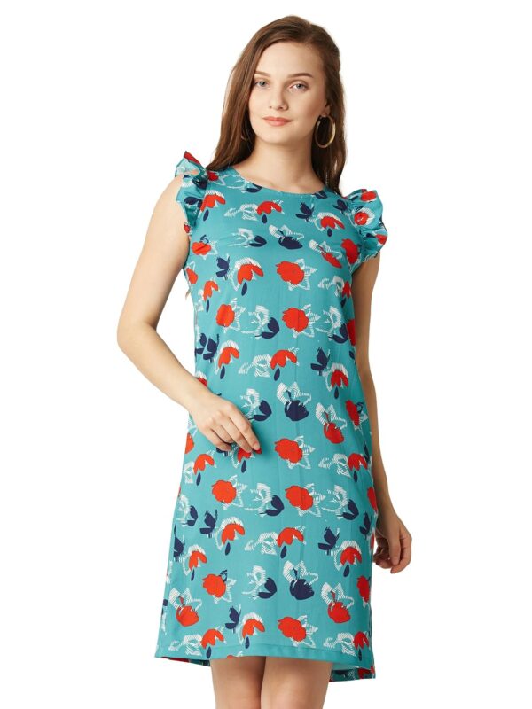 Women's Multicolored Floral Print Mini Shift Dress