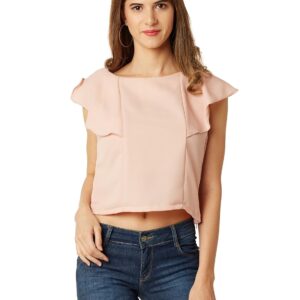 Women's Light Pink Ruffled Crop Top