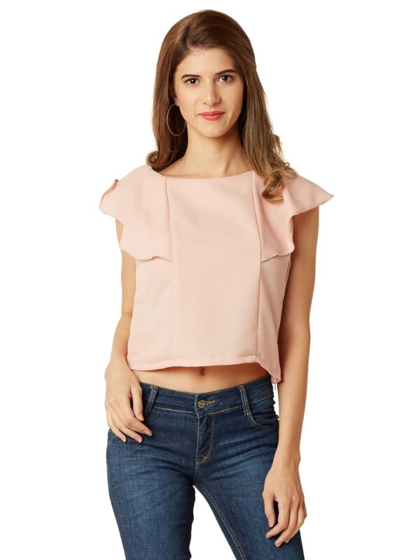 Women's Light Pink Ruffled Crop Top