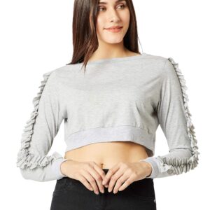 Women's Maroon Ruffled Pearl Crop Top