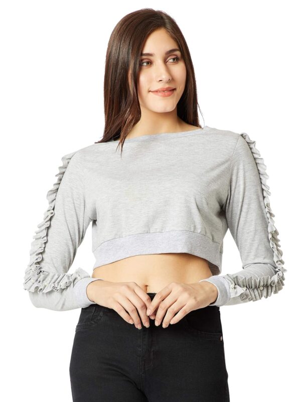 Women's Maroon Ruffled Pearl Crop Top