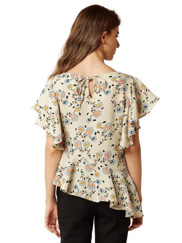Women's Multicolored High-Low Ruffled Top - Image 4