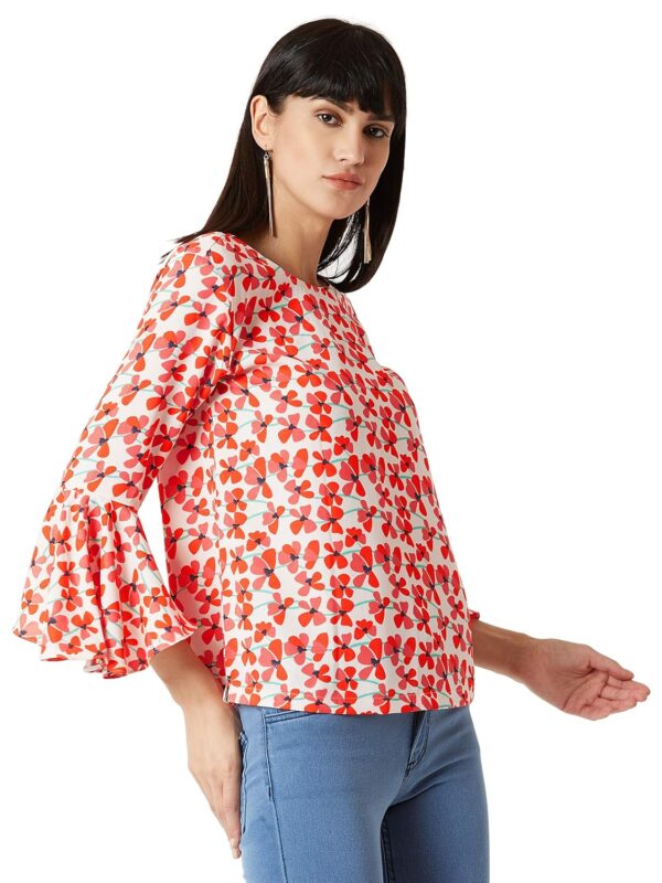 Women's Multicolored Ruffled Floral Print Top