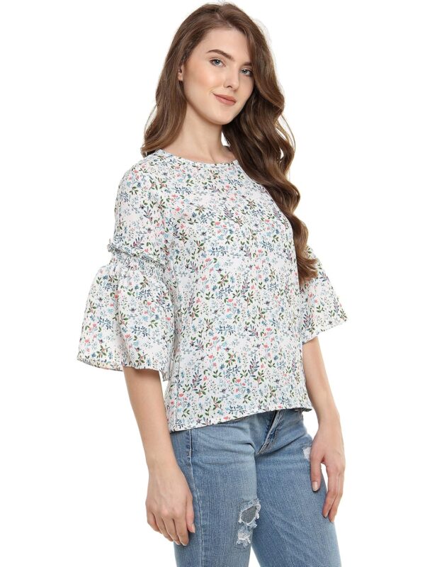 Womens Multicolored Floral Printed Top - Image 3