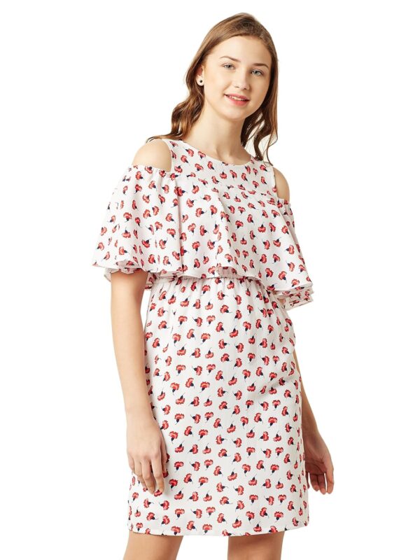 Women's Multicolored Crepe Cut-Out Dress