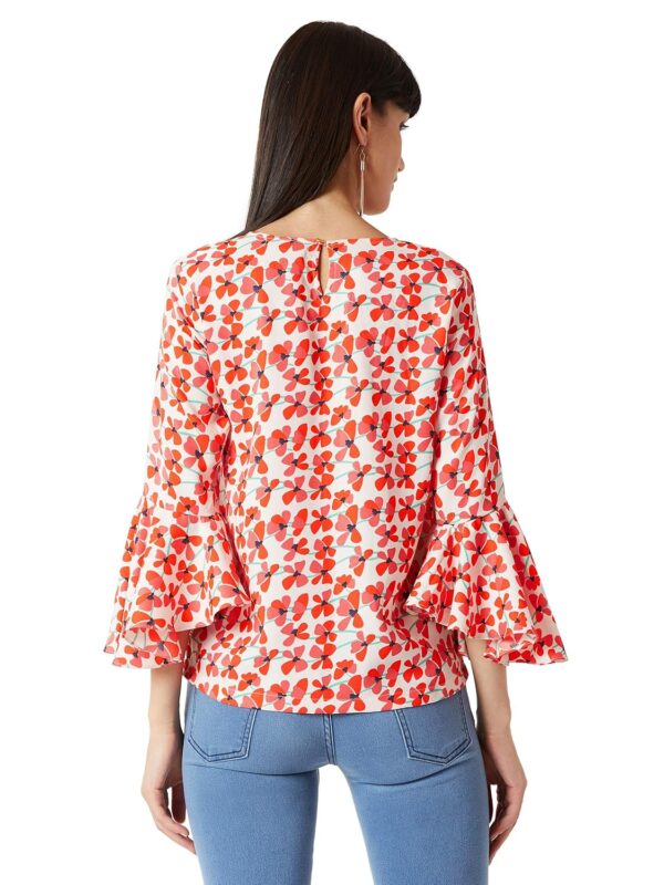 Women's Multicolored Ruffled Floral Print Top - Image 4