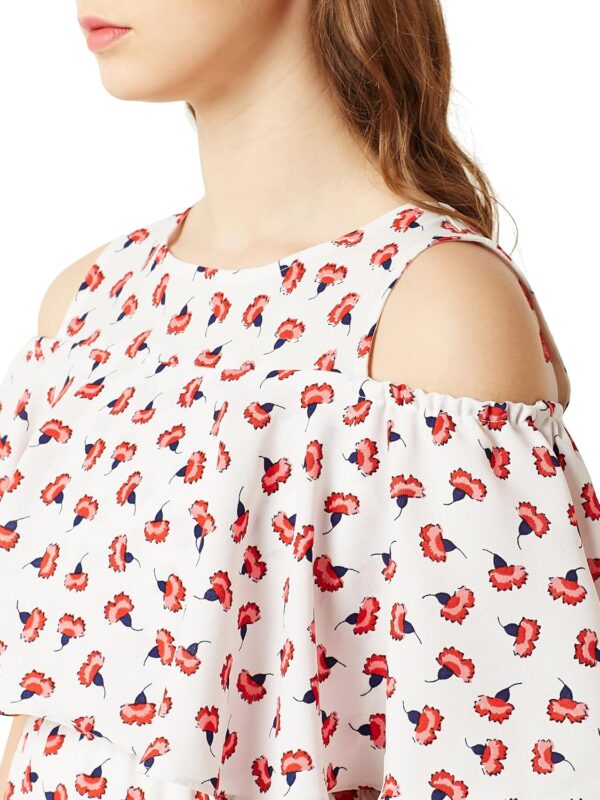 Women's Multicolored Crepe Cut-Out Dress - Image 5