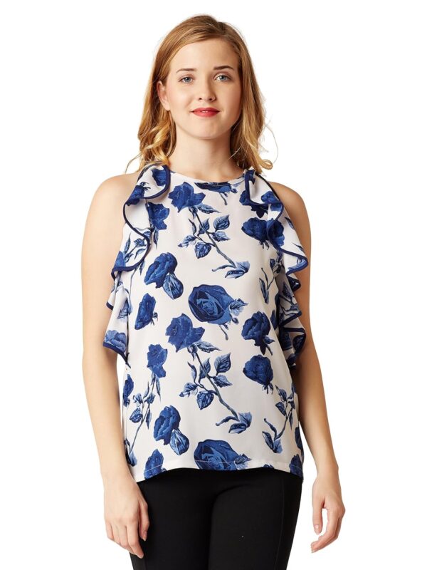 Women's Multicolored Floral Print Ruffled Top