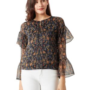 Women's Multicolored Floral Print Sheer Top