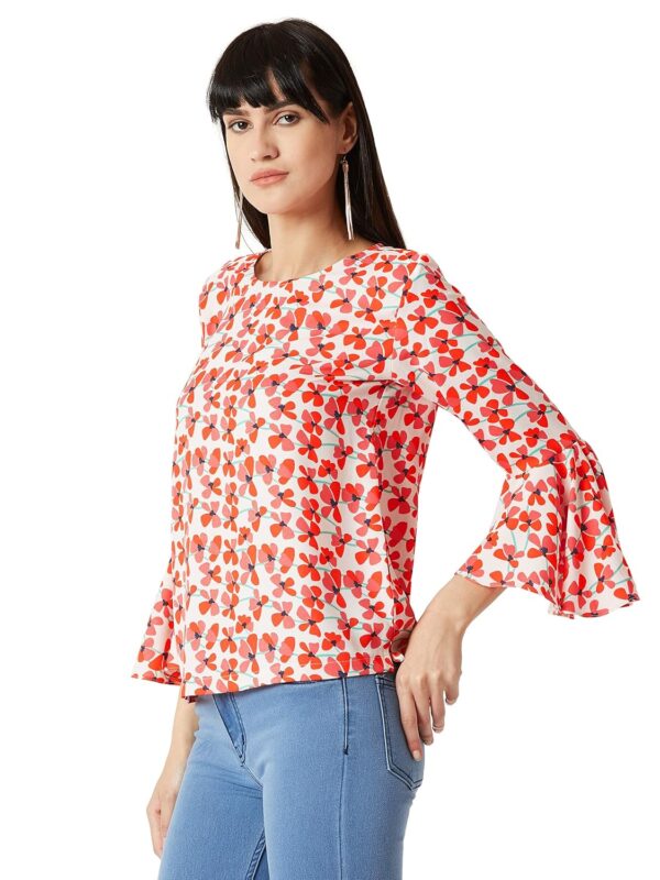 Women's Multicolored Ruffled Floral Print Top - Image 3
