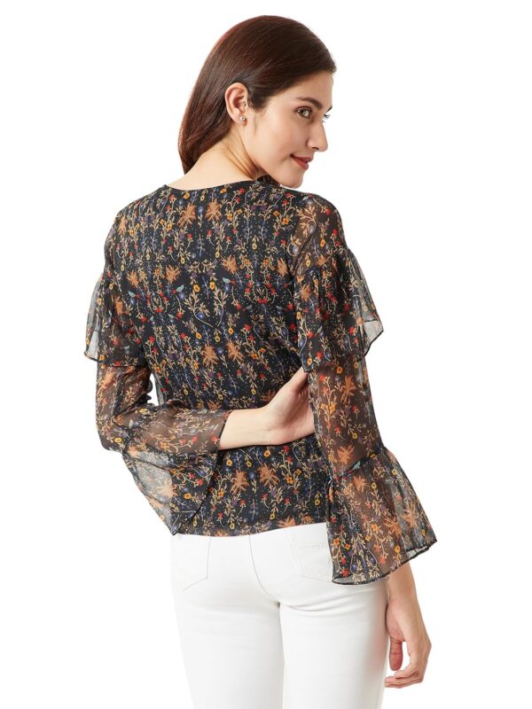 Women's Multicolored Floral Print Sheer Top - Image 4