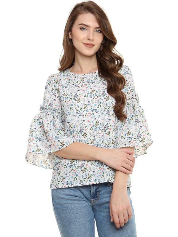 Womens Multicolored Floral Printed Top