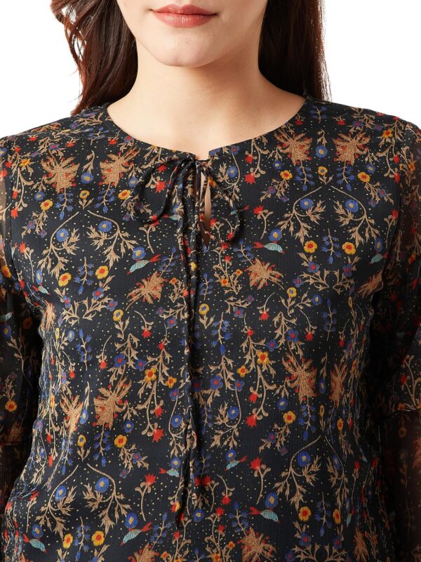 Women's Multicolored Floral Print Sheer Top - Image 5