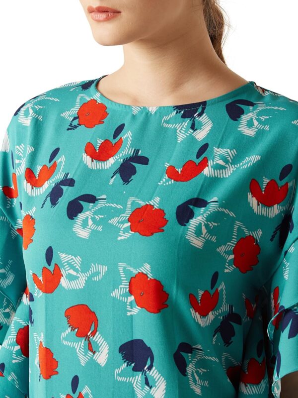 Women's Relaxed Fit Printed Ruffled Top - Image 5