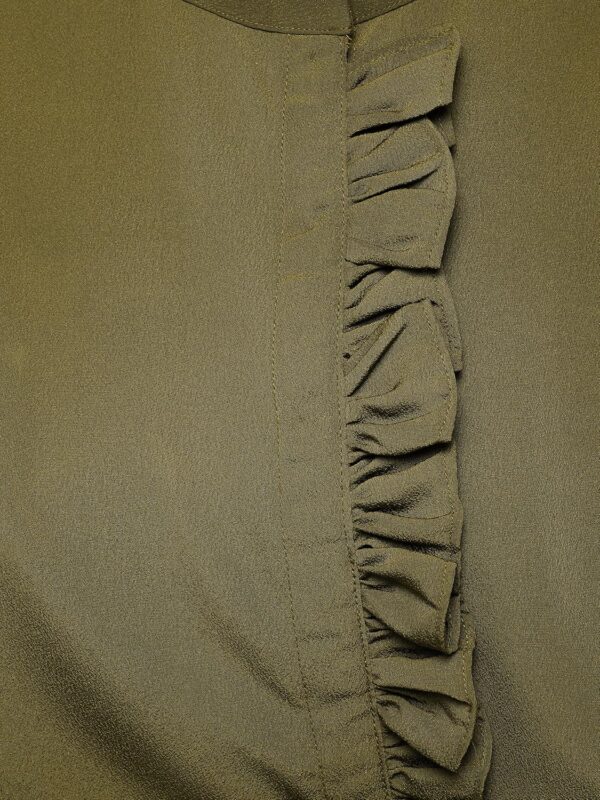 Women's Olive Green Ruffled Top - Image 6
